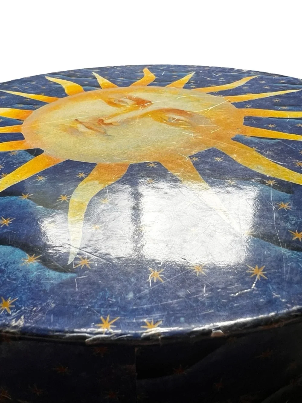 Vintage Elizabeth Lada Tri-Coastal Design Celestial Keepsake Hat Box Large